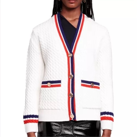 Maje Medhi Cable Knit Cardigan Sweater - Picture 4 of 10